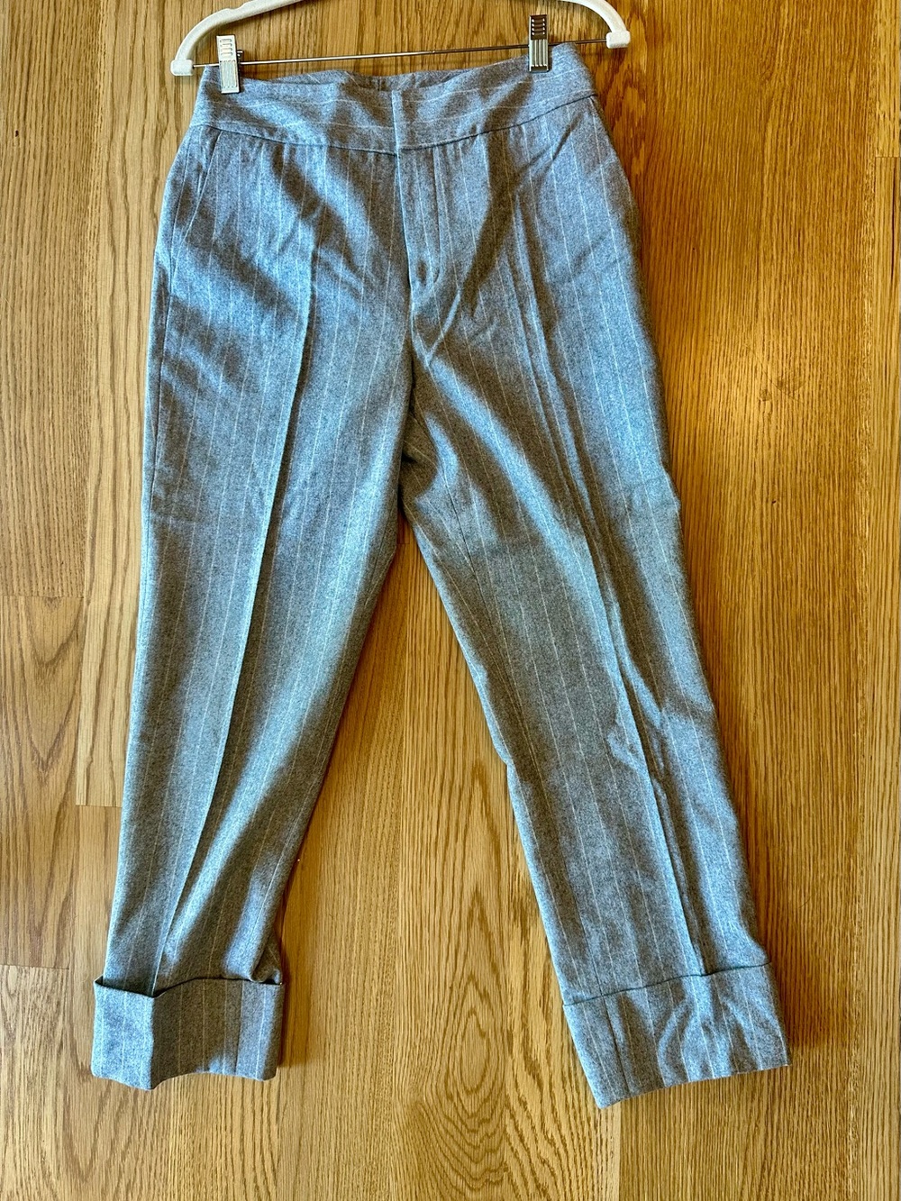 Wool Gray Pinstripe Dress Pants